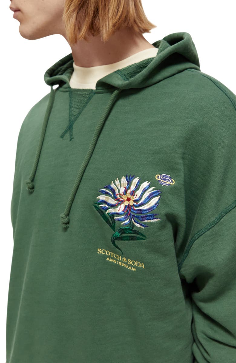Scotch & Soda Sakura Embroidered Organic Cotton Hoodie, Alternate, color,