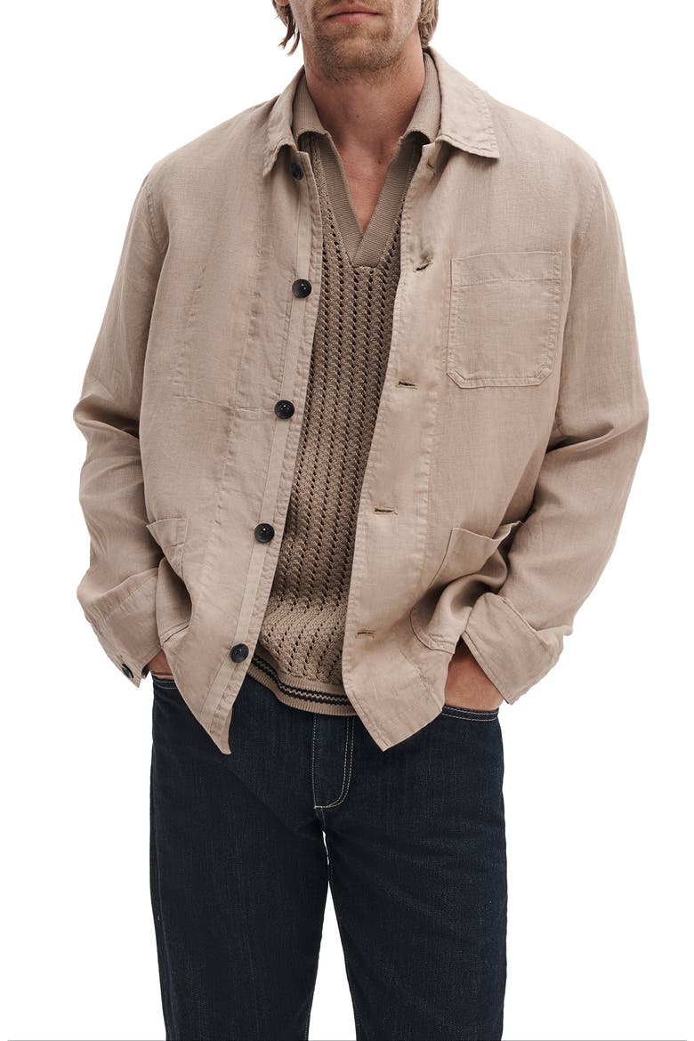 Evan Linen Chore Jacket, Main, color, WOLF GREY