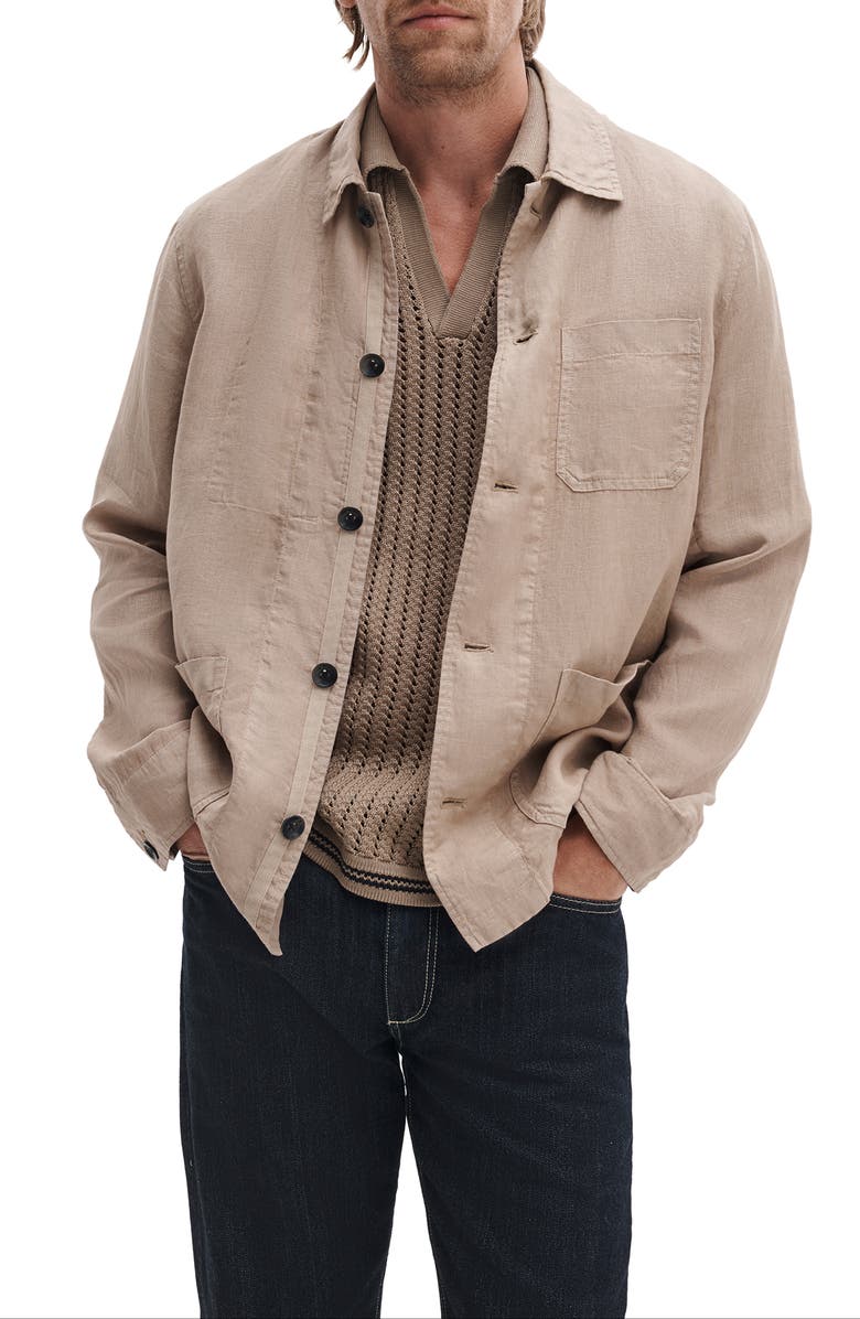 rag & bone Evan Linen Chore Jacket, Main, color, Wolf Grey