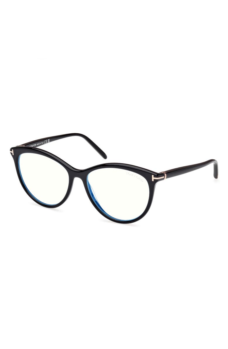 TOM FORD 55mm Round Blue Light Blocking Glasses, Alternate, color,