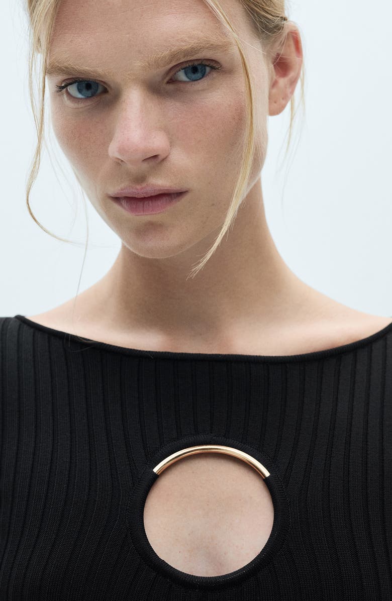 MANGO O-Ring Long Sleeve Dress, Alternate, color, 