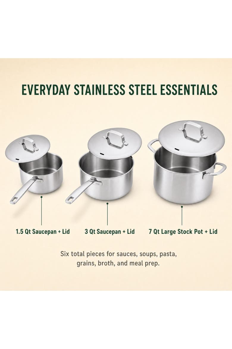 Maestro 3-Piece Full Clad Stainless Steel Saucepan & Stock Pot Set, Alternate, color, Silver