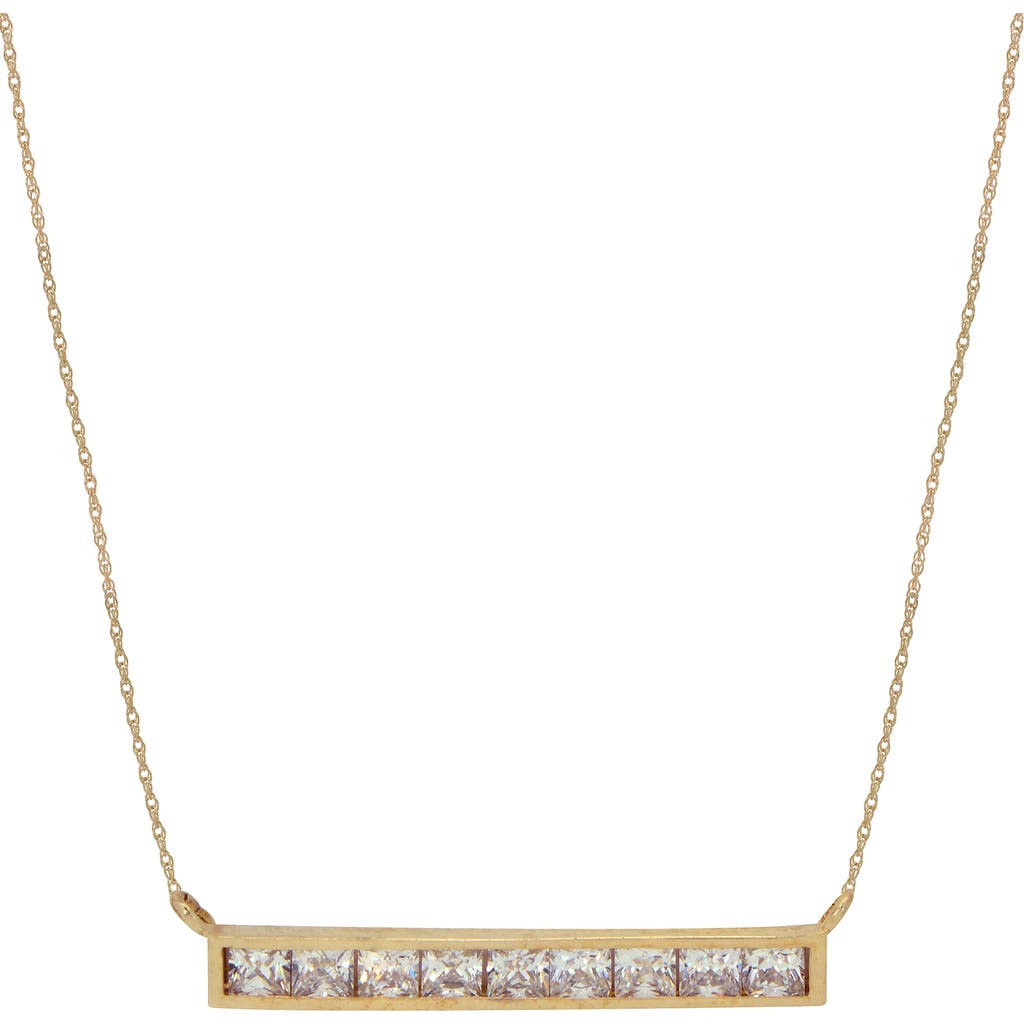 CANDELA JEWELRY 10K Gold & CZ Bar Pendant Necklace in Clear at Nordstrom Rack