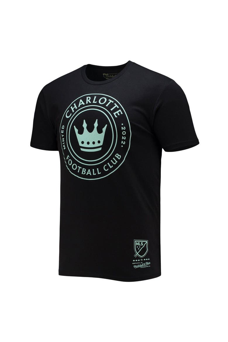 Men's Mitchell & Ness Black Charlotte FC Primary Logo T-Shirt, Alternate, color, Black