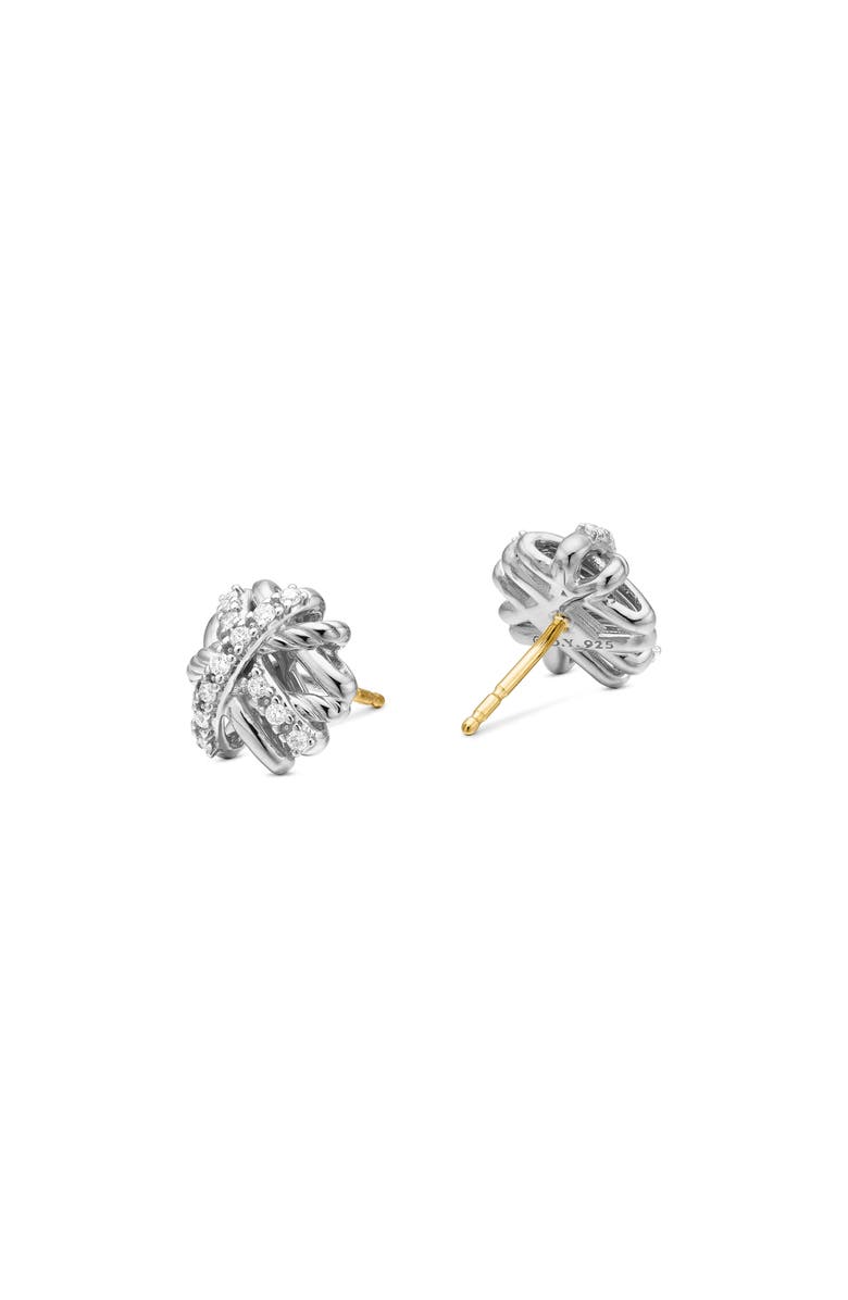 David Yurman Crossover Stud Earrings with Diamonds, Alternate, color, Silver/ Gold