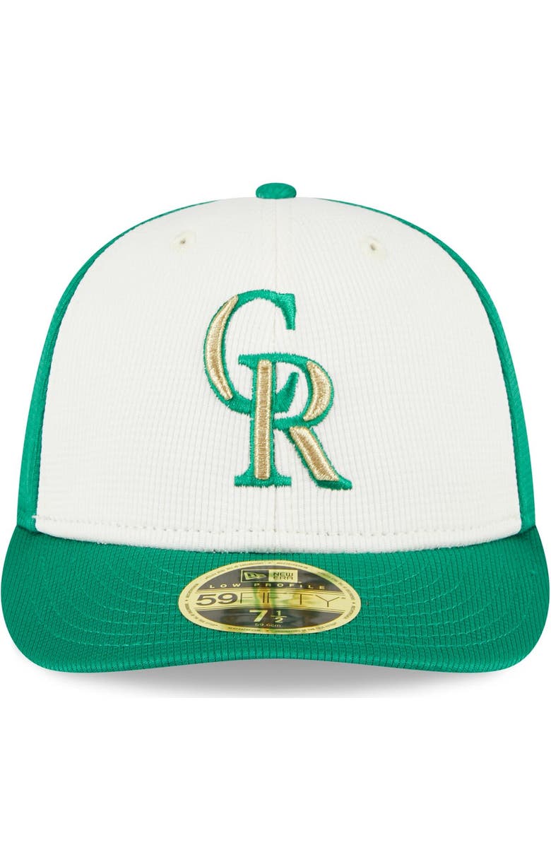 New Era Men's New Era White/Green Colorado Rockies 2024 St. Patrick's Day Low Profile 59FIFTY Fitted Hat, Alternate, color, 