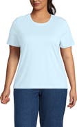 Lands' End Plus Size Short Sleeve Supima Cotton Embroidered Crew Neck T Shirt