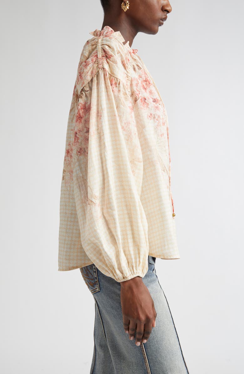 Zimmermann Tropical Floral Billow Ramie Shirt, Alternate, color, 
