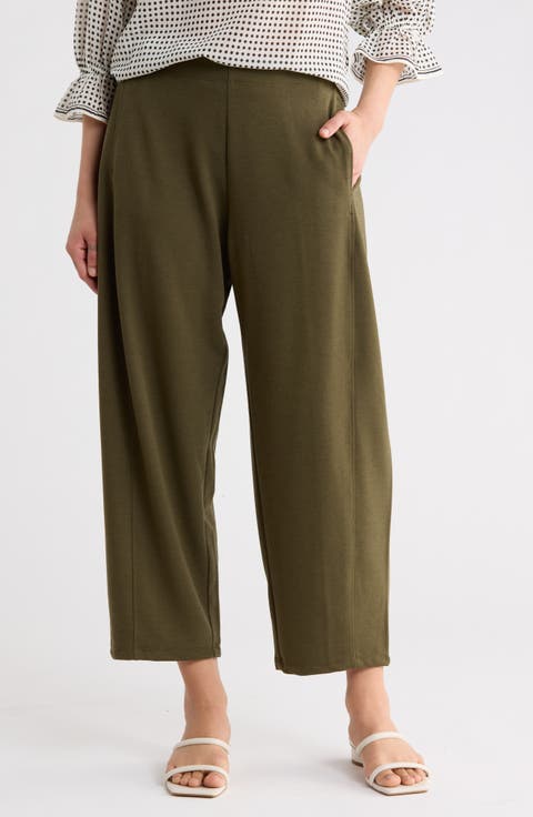 Twill Knit Barrel Leg Pants