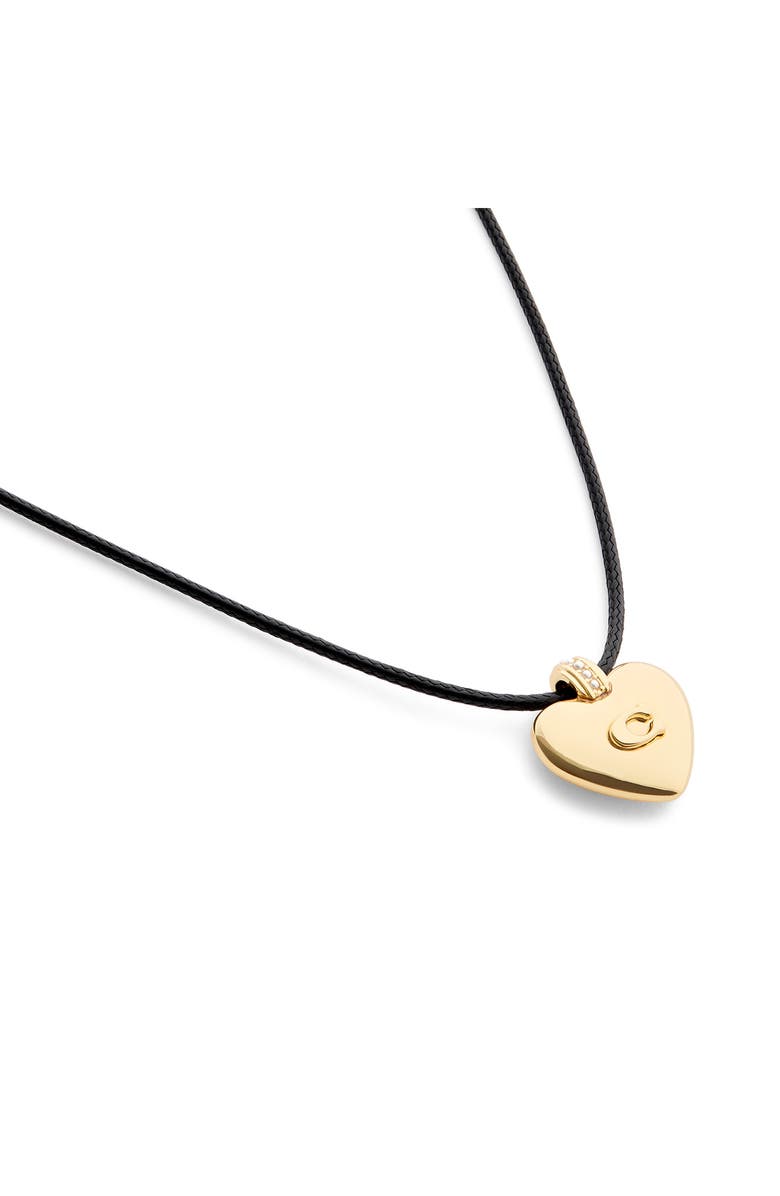 COACH Puffy Heart Cord Necklace, Alternate, color, Shiny Gold