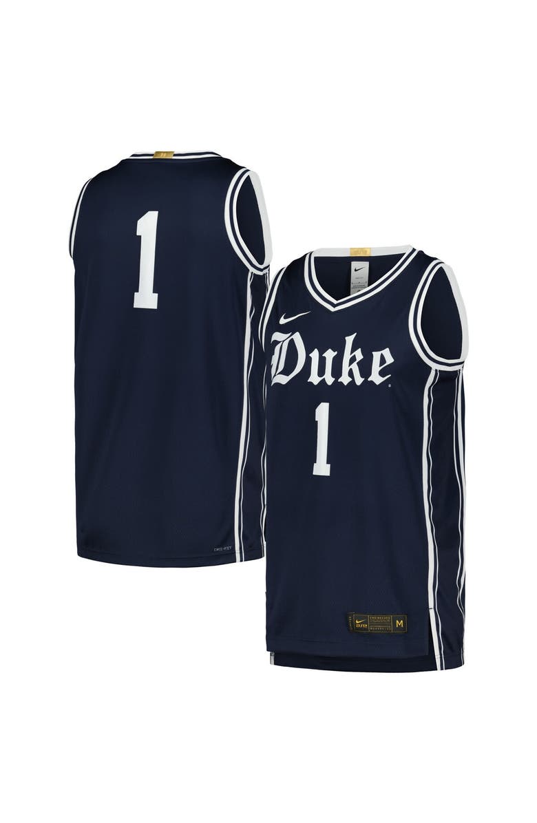 Nike Men's Nike #1 Navy Duke Blue Devils Limited Authentic Jersey, Main, color, 