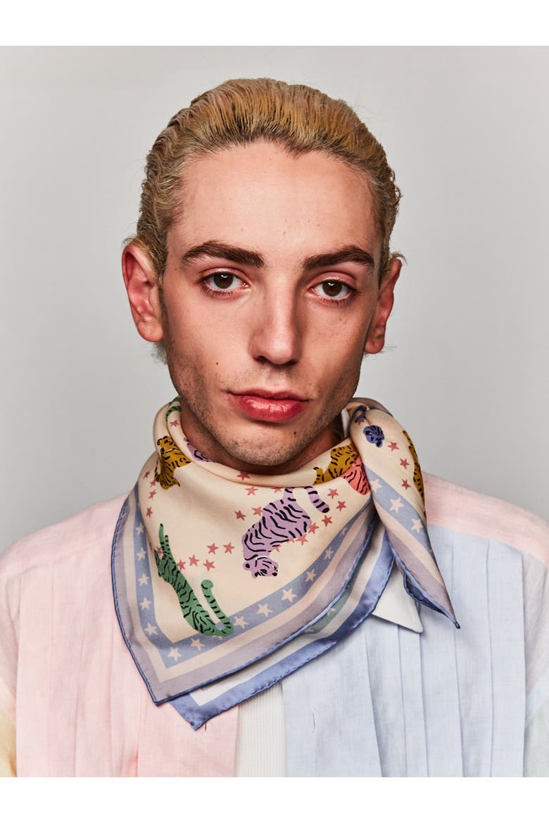 Neon Tigers Bandana, Alternate, color, Pastel Blue
