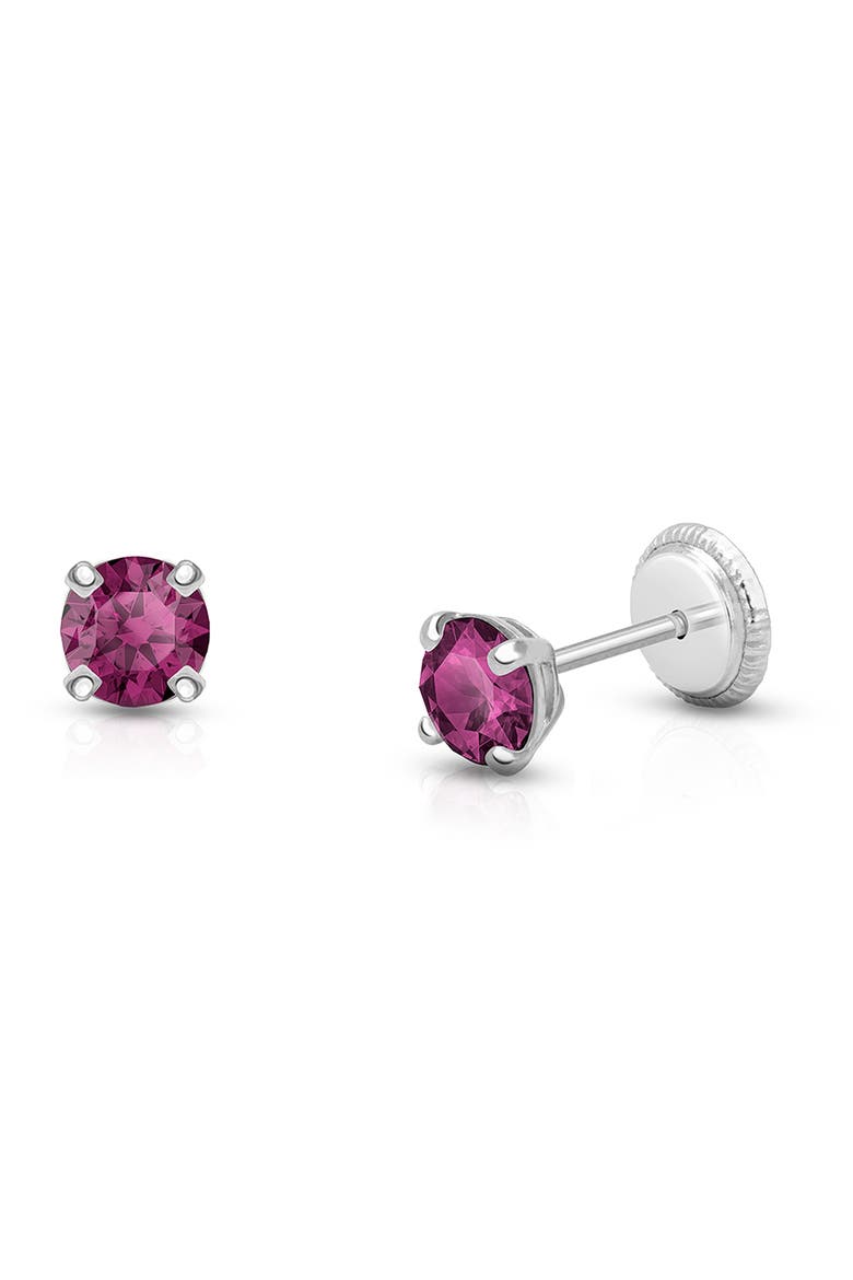 14K Gold 4mm Crystal Birthstone Stud Screw Back Earrings, Main, color, February