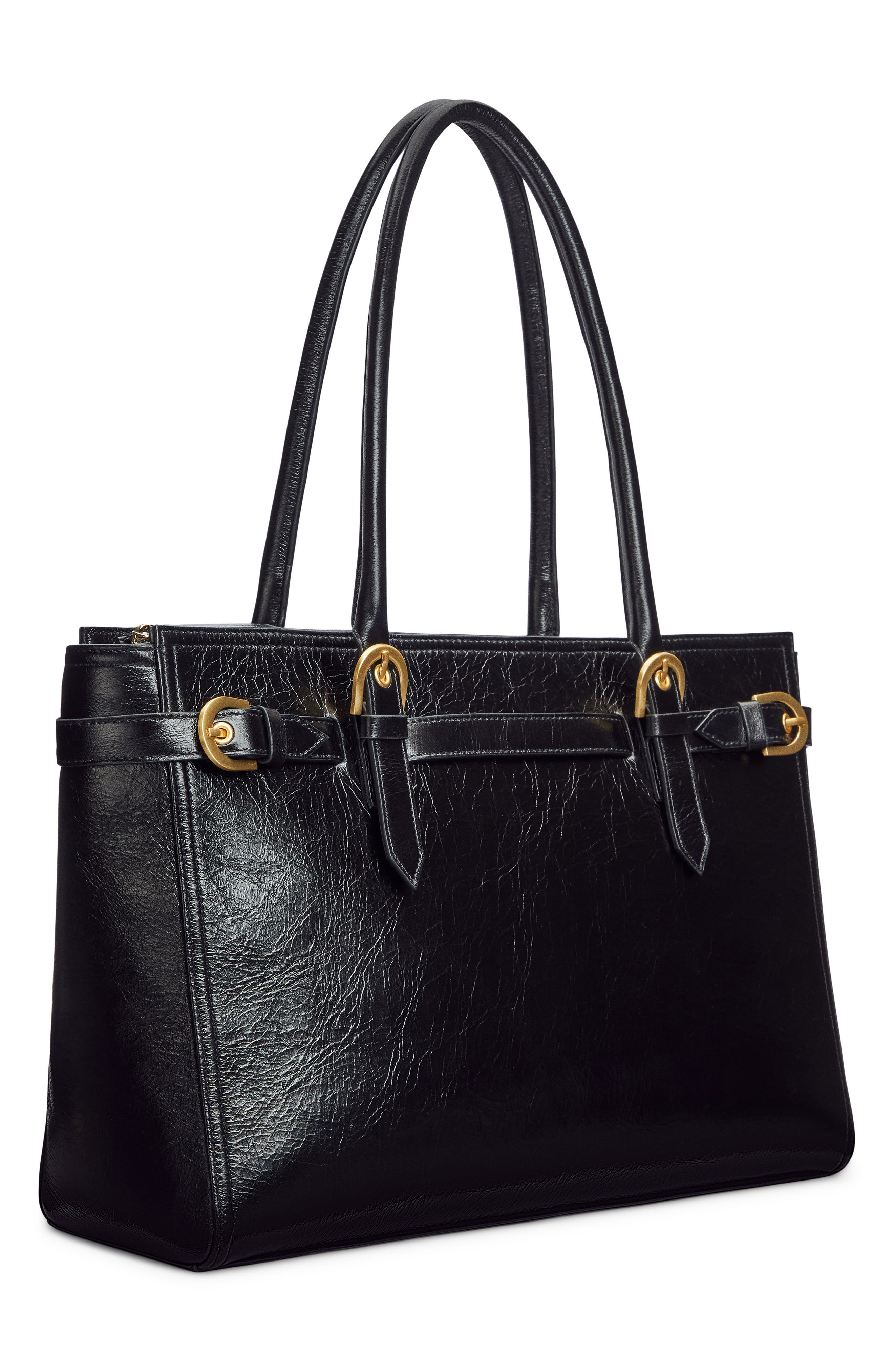 Beatrice Leather Tote, Alternate, color, BLACK LEATHER