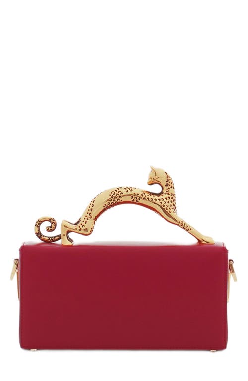 Shop Lanvin Nano Pencil Cat Leather Bag In Turkish Red