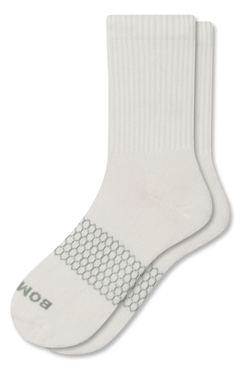 Bombas Solid Half Calf Socks, Alternate, color, Soft White/ Sage Stone