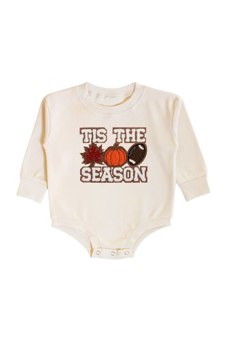 Tis The Season Pumpkin Patch Long Sleeve Romper, Main, color, Natural