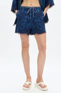 Bayeas Embroidered High Waist Denim Shorts