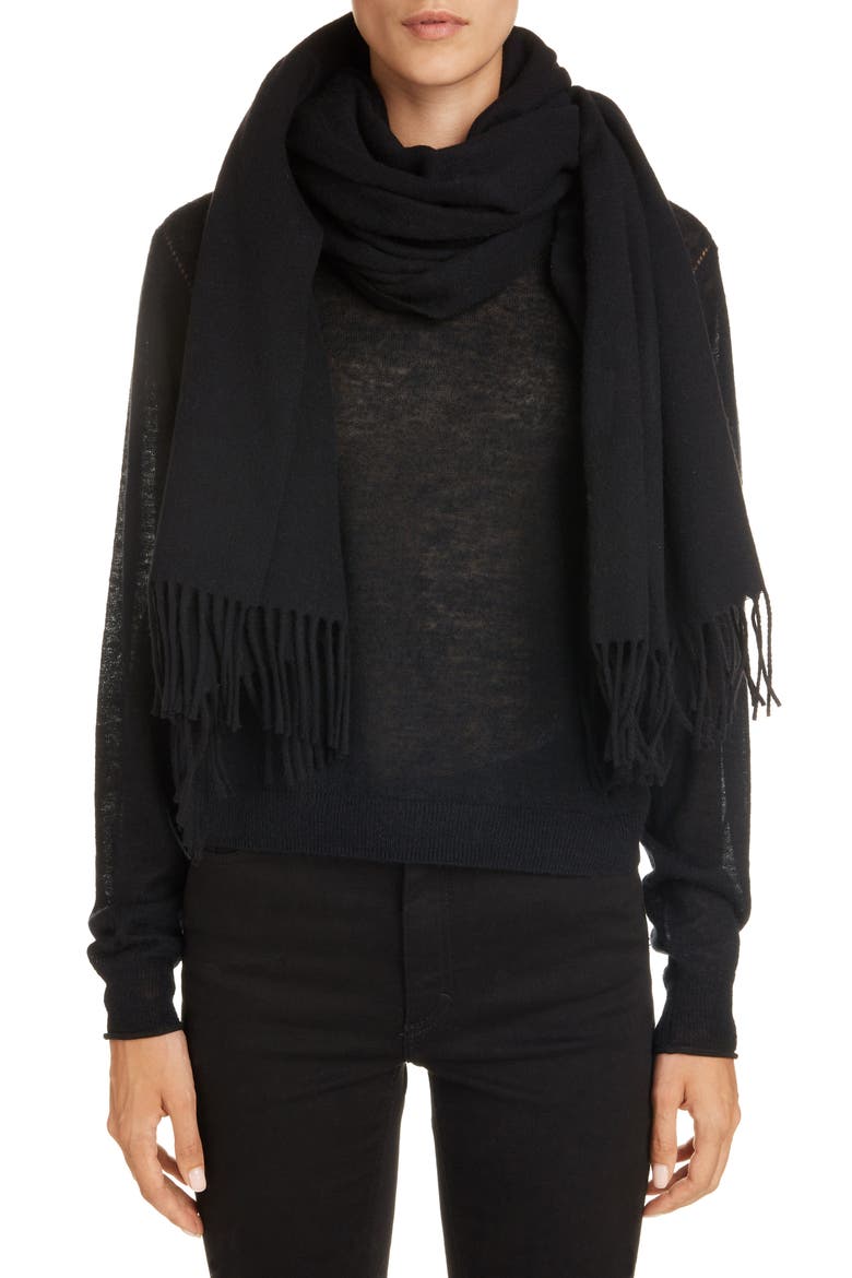Canada Fringe Scarf, Alternate, color, BLACK