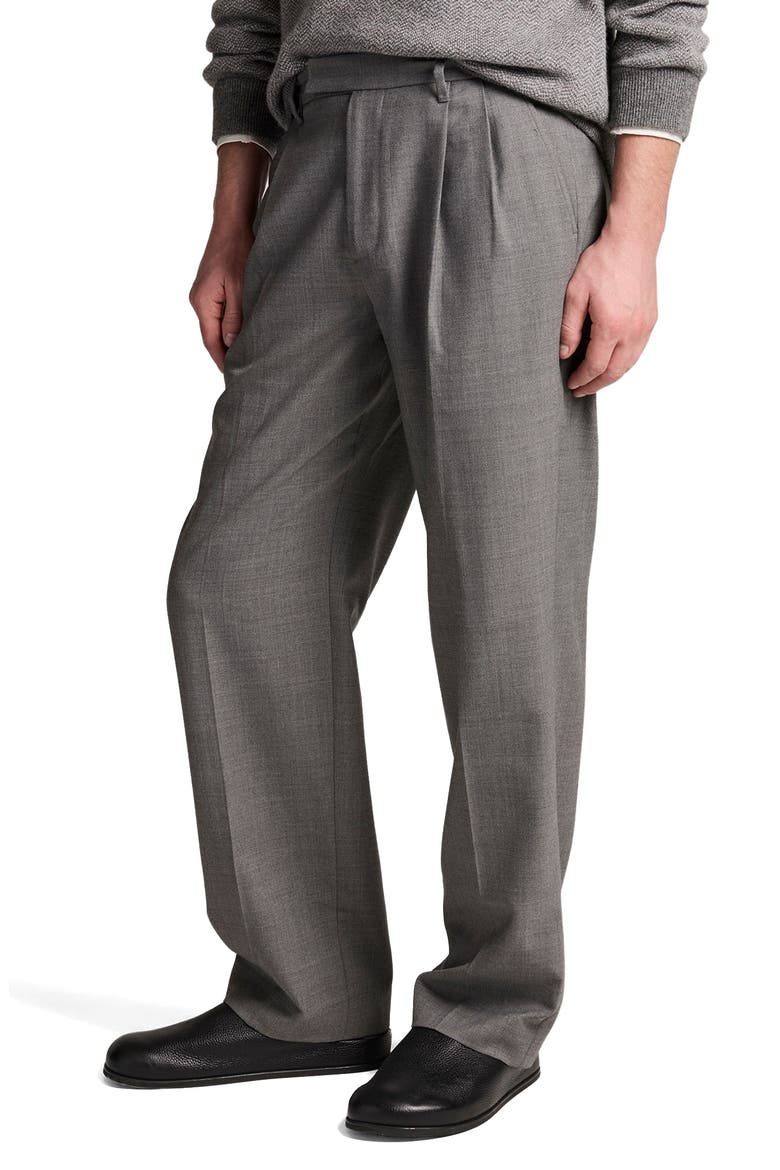 Louie Double Pleated Refined Twill Trousers, Alternate, color, MED H GREY