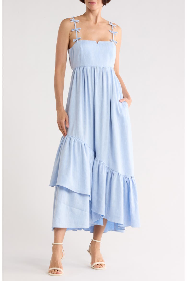 Bailey Linen & Cotton Blend Midi Sundress, Main, color, BLUE HYDRANGEA