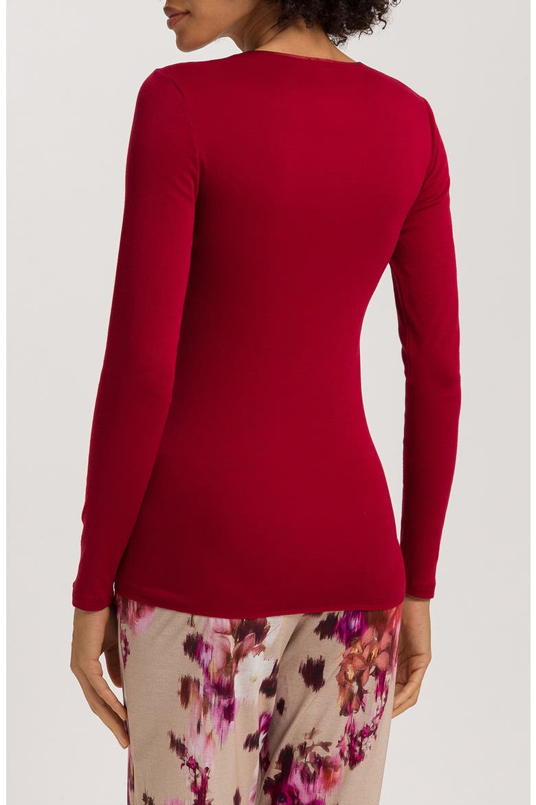 Seamless Long Sleeve Cotton Top, Alternate, color, RED DAHLIA