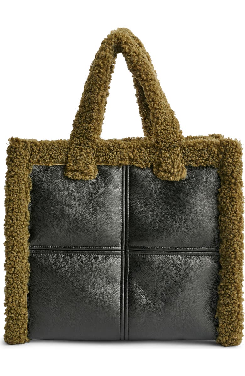 Stand Studio Medium Lolita Faux Shearling Trim Tote, Main, color,