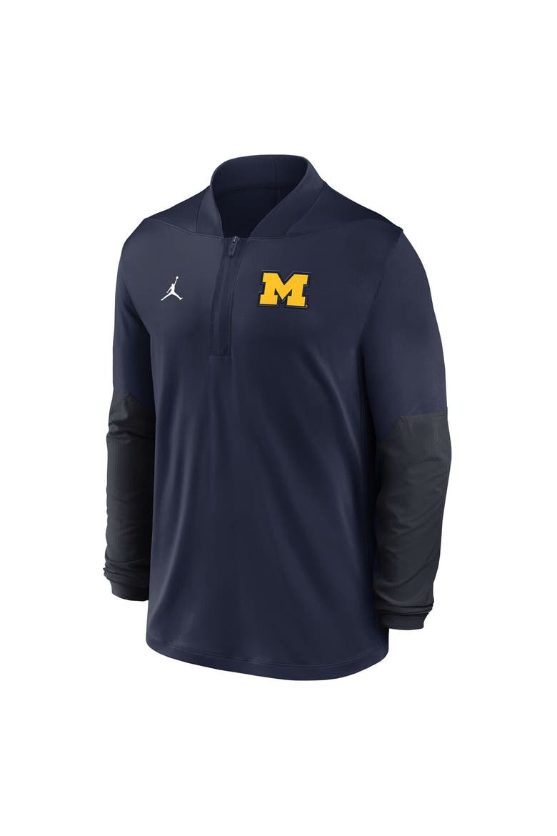 Men's Jordan Brand Navy Michigan Wolverines Sideline Dri-FIT Half-Zip Pullover, Alternate, color, Navy