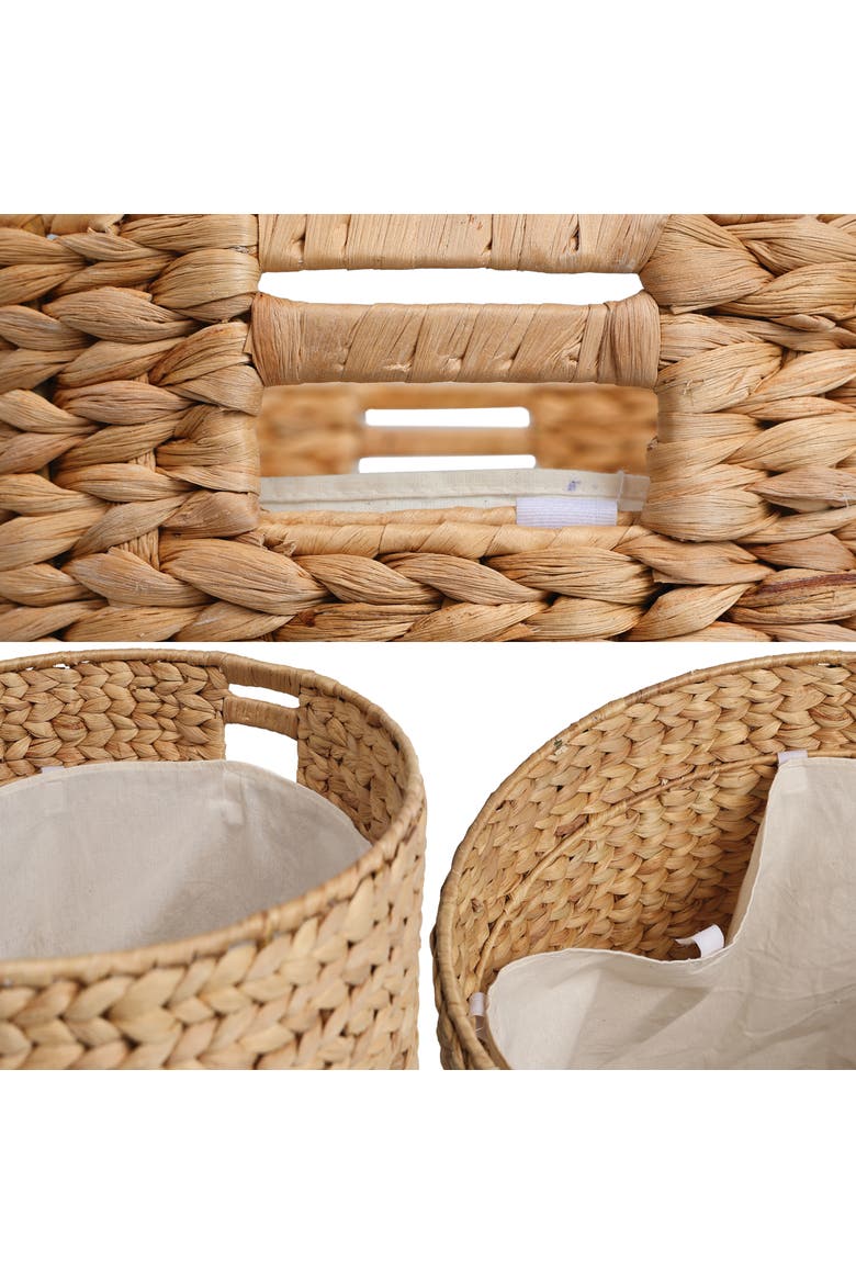 Josie 18" Modern Coastal Hand-Woven Hyacinth Storage Ottoman with Lid, Alternate, color, Natural/Black