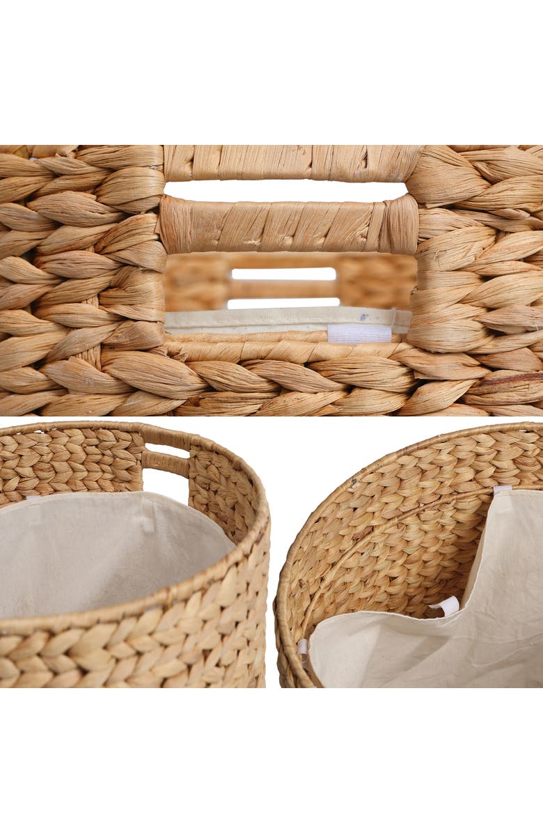 HAPPIMESS Josie 18" Modern Coastal Hand-Woven Hyacinth Storage Ottoman with Lid, Alternate, color, Natural/Black