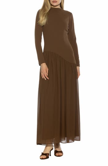 Alexia Admor Dakota Long Sleeve Gown in Brown at Nordstrom Rack, Size X-Large