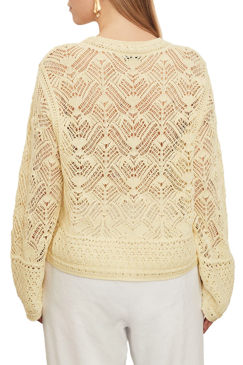Lace Patchwork Cotton Pullover, Alternate, color, PALE LEMON