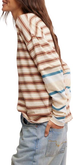Nina Stripe Layered Long Sleeve Cotton T-Shirt