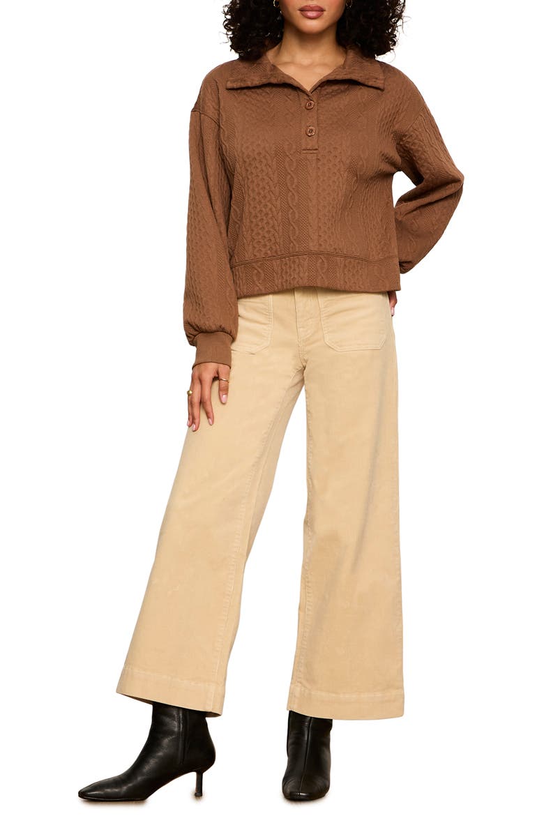 Halley Cable Popover Top, Alternate, color, COCOA POWDER BROWN