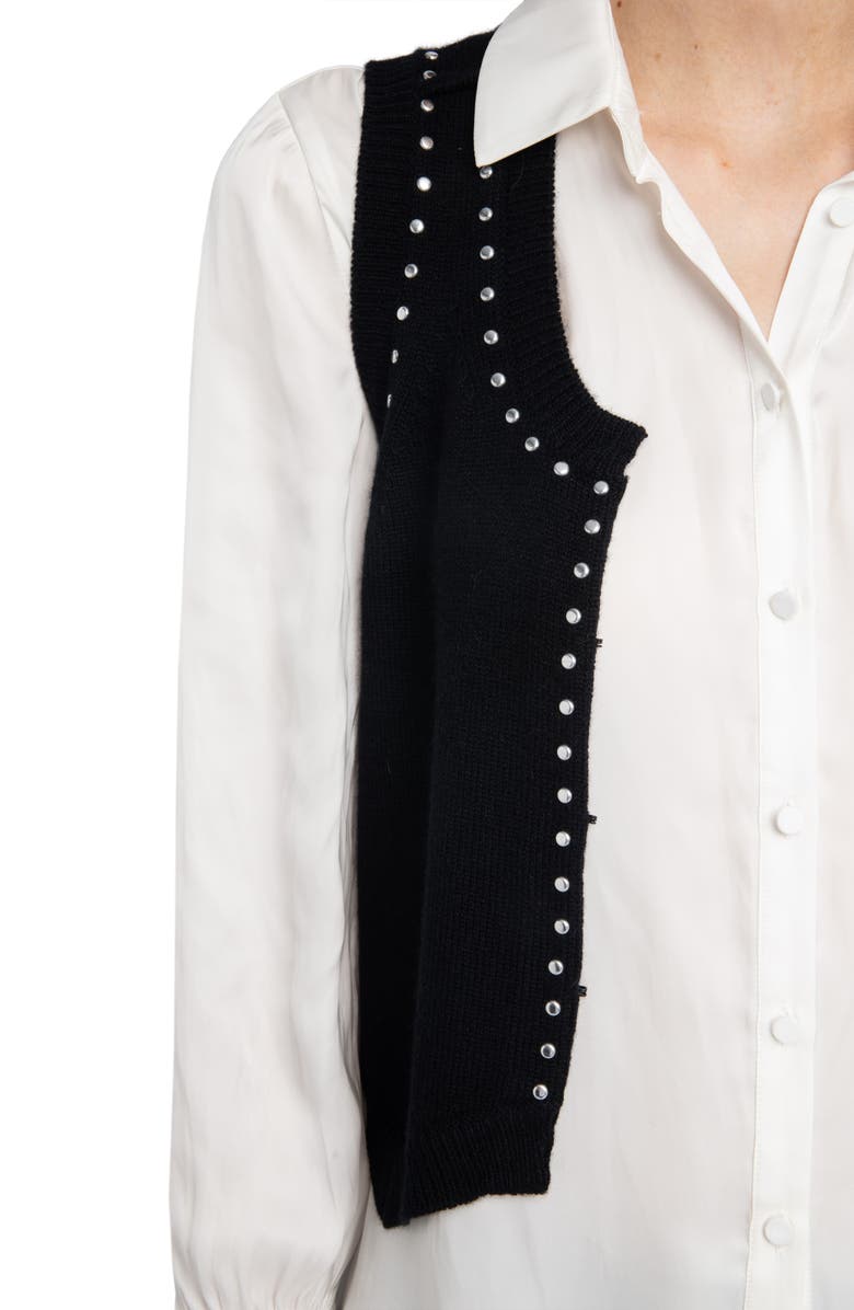 Zadig & Voltaire Dublin Stud Detail Wool & Cashmere Sweater Vest, Alternate, color, Black