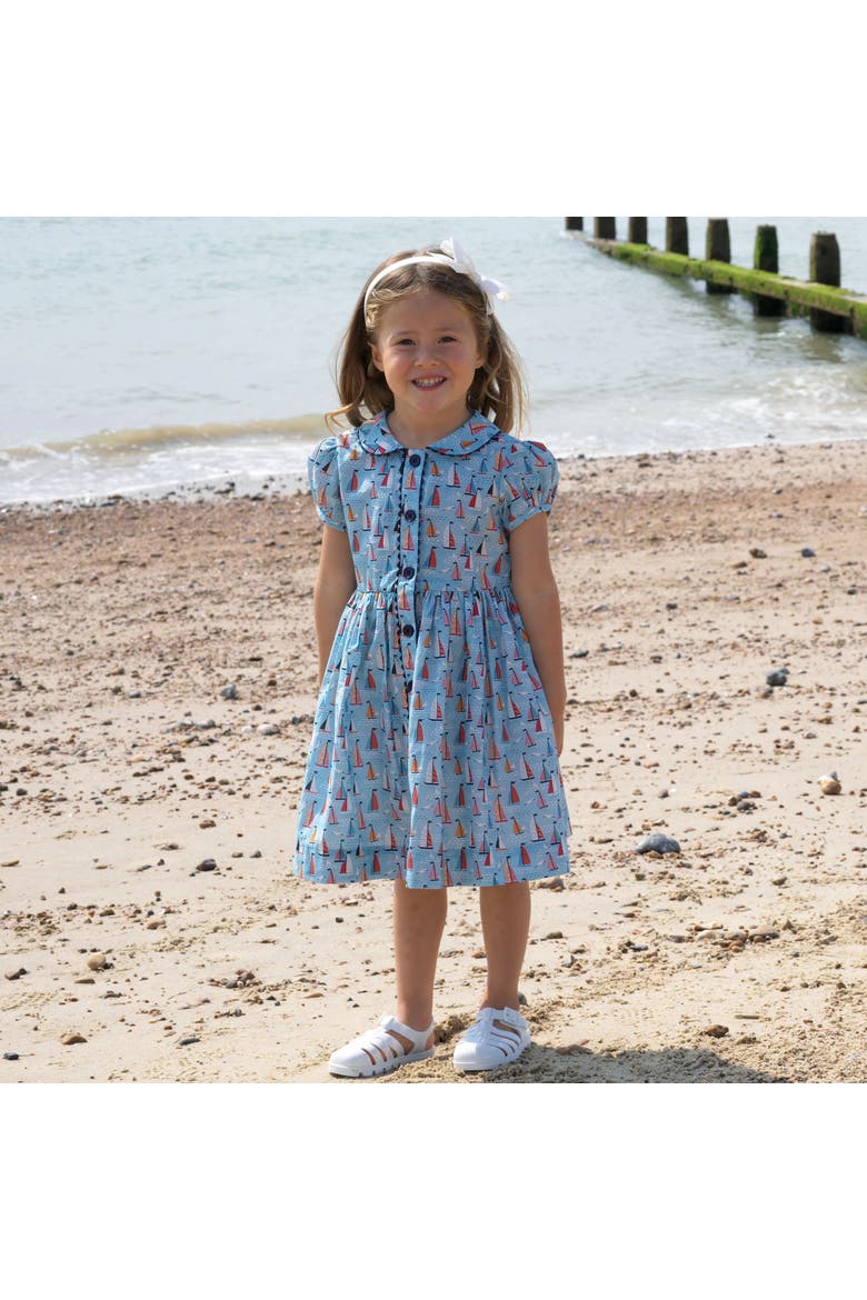 Sailboat Button Front Dress, Alternate, color, Blue