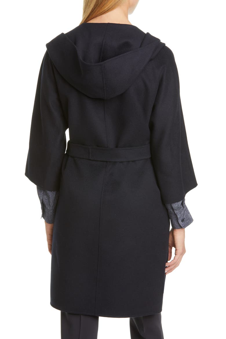 Vik Hooded Wool Blend Wrap Coat, Alternate, color, NAVY