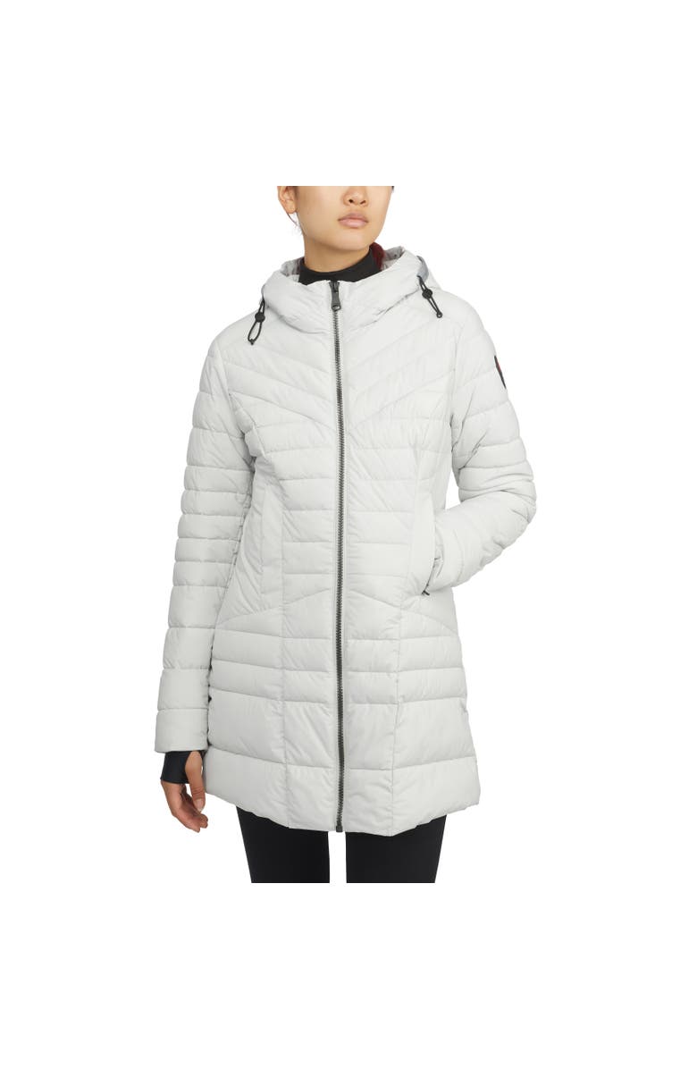 Pajar Cort Light Weight Stretch Fixed Hood Puffer with Reflective Trim, Main, color, Silver