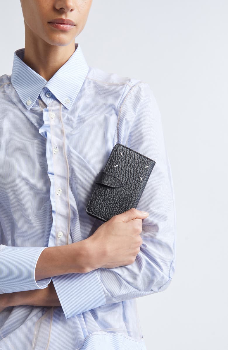 Maison Margiela Calfskin Leather Snap Wallet, Alternate, color, Black