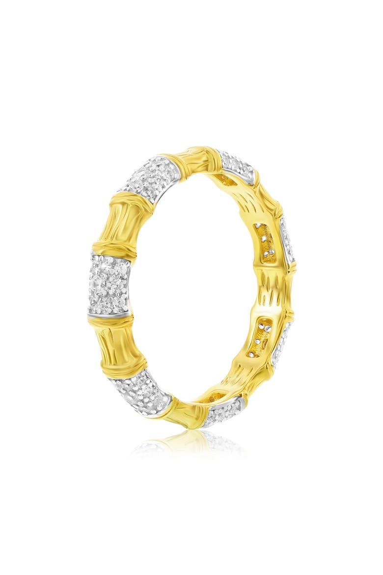 Pavé Cubic Zirconia Bamboo Eternity Ring, Alternate, color, YELLOW