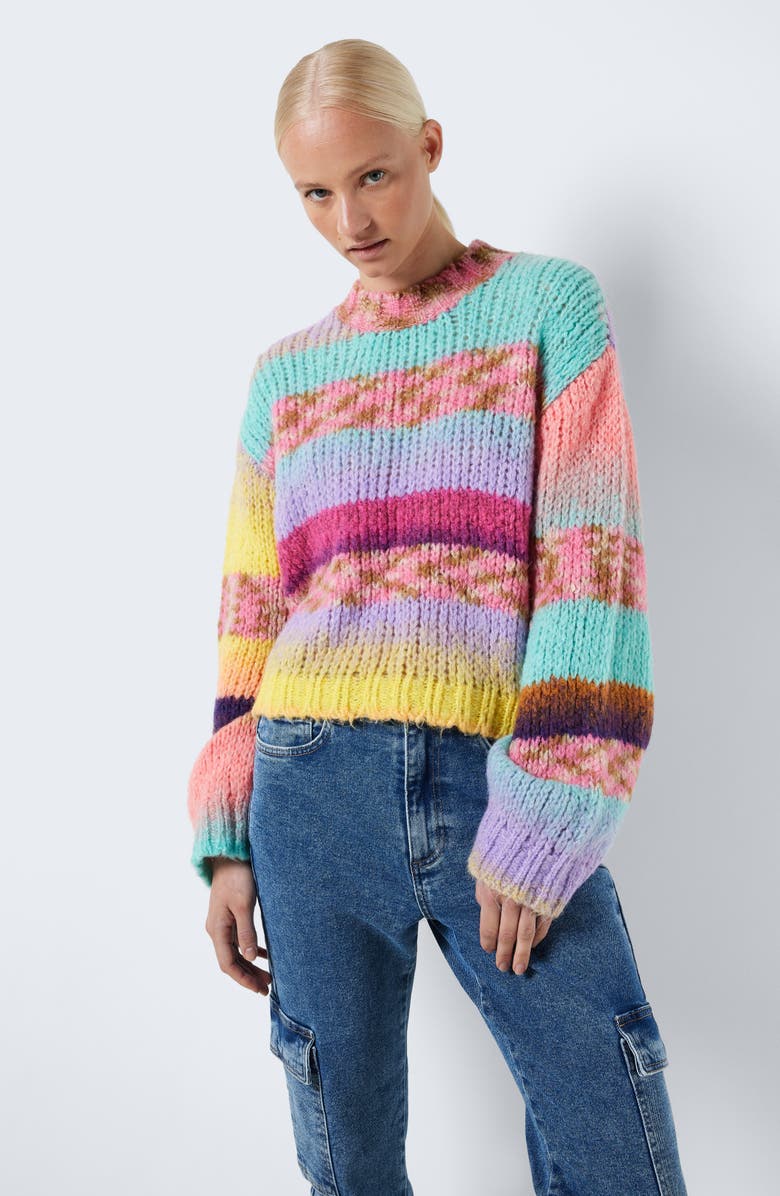 Noisy may Dazy Pattern Mock Neck Sweater, Alternate, color,