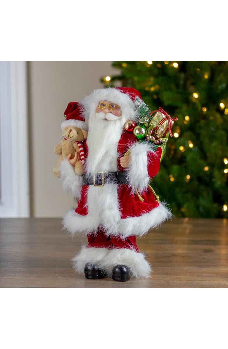 Northlight Standing Santa Claus Christmas Figure with Present Bag - 16" - Red and White, Alternate, color, 