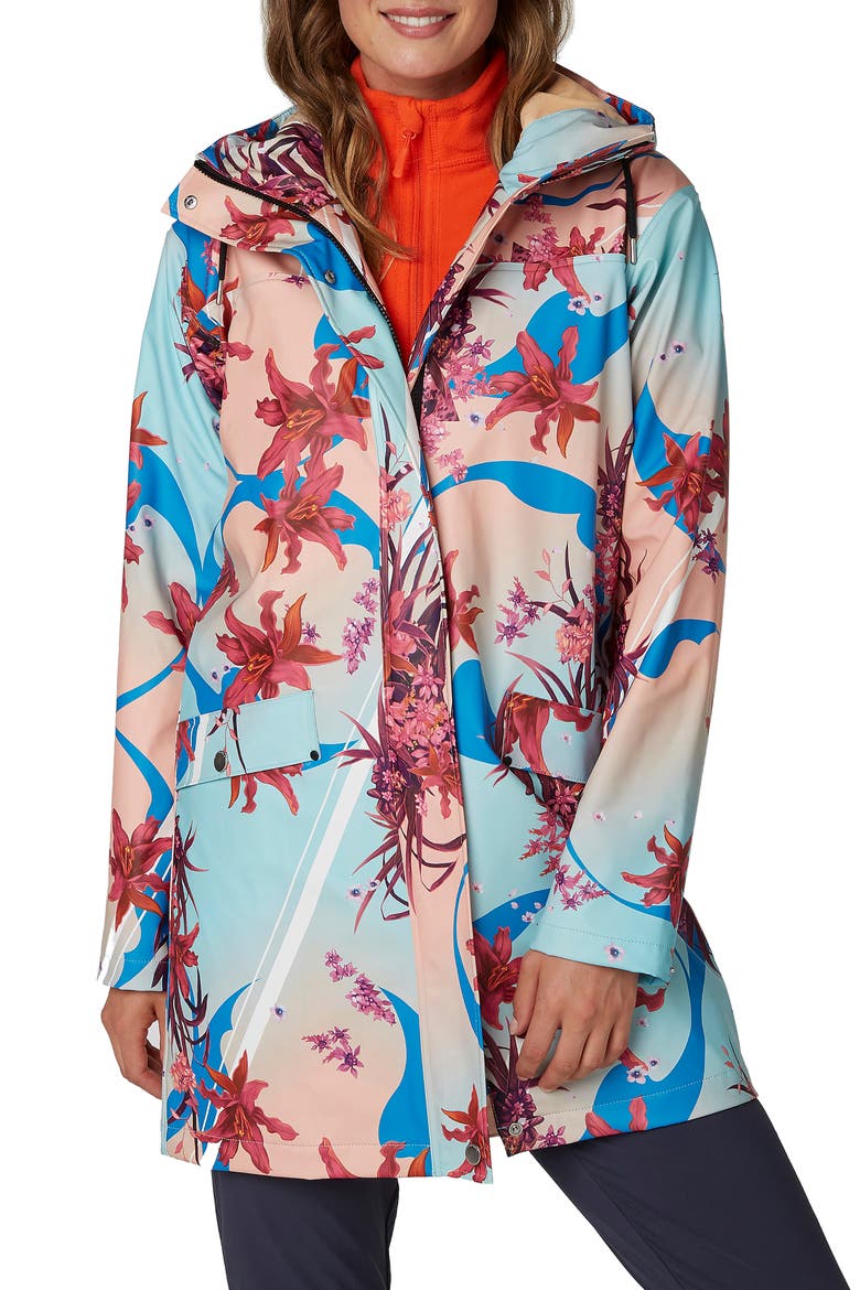 Moss Waterproof Raincoat, Main, color, NAITO FLOWER