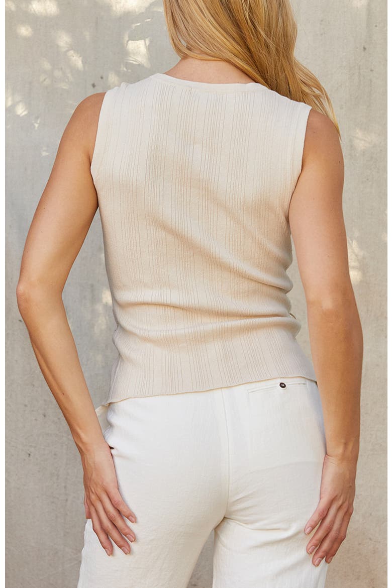 Lace Up Linen Blend Knit Tank Top, Alternate, color, Cream