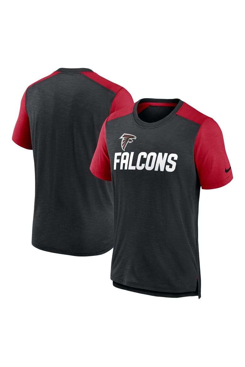 Men's Nike Heathered Black/Heathered Red Atlanta Falcons Color Block Team Name T-Shirt, Main, color, Heather Black
