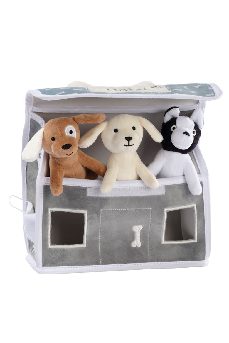 Pet Hotel Interactive Plush Playset Toy w/ 3 Stuffed Animal Dogs, Alternate, color, Green