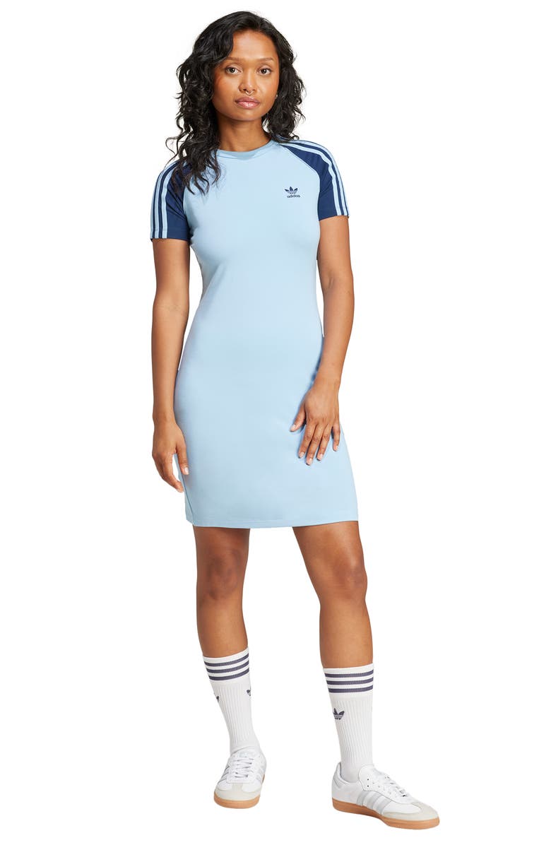 adidas Originals 3-Stripes Raglan Sleeve Stretch Cotton Dress, Alternate, color, 