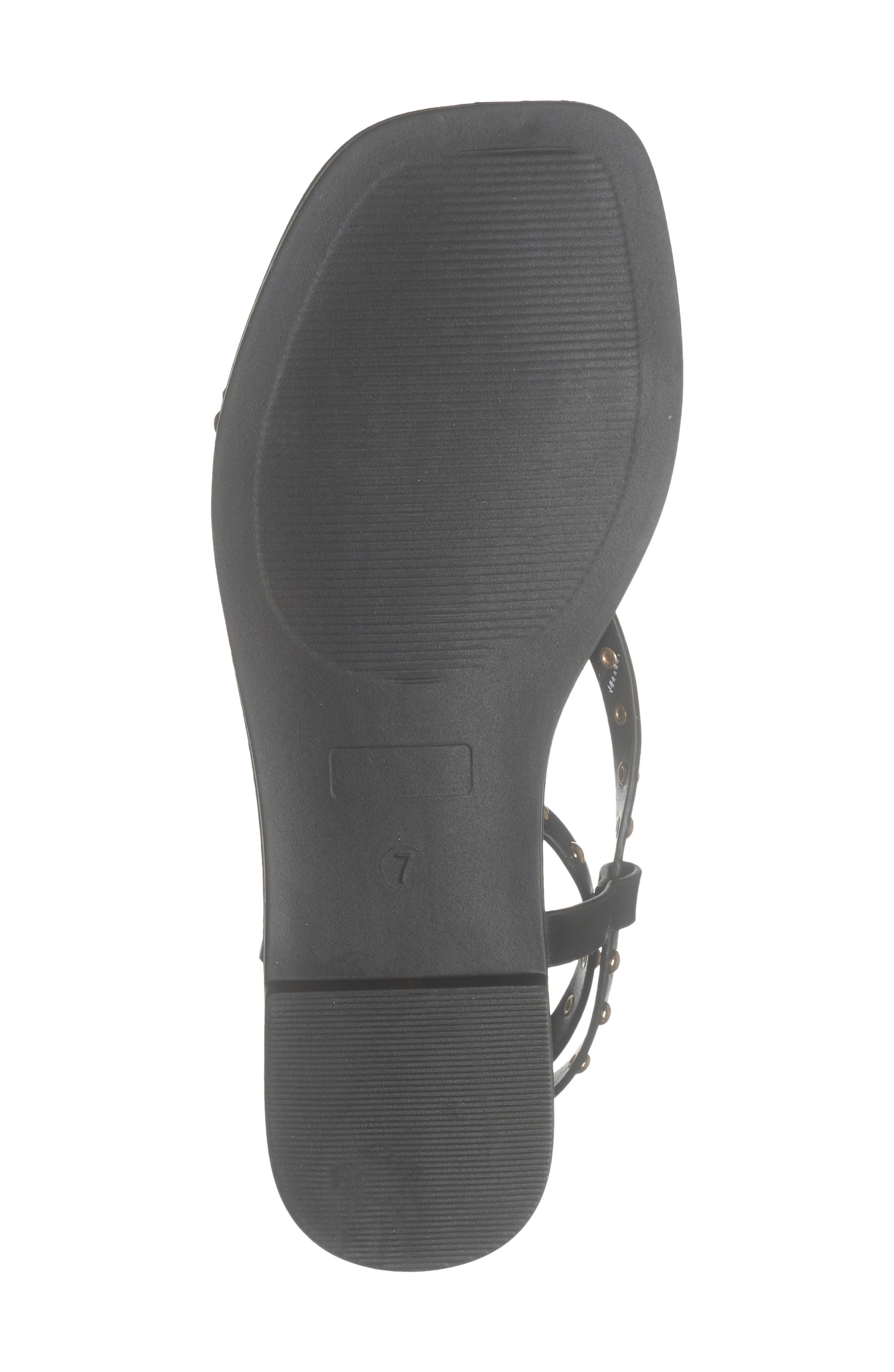 TOP MODA Zita Studded Ankle Strap Sandal, Alternate, color, Black Pu