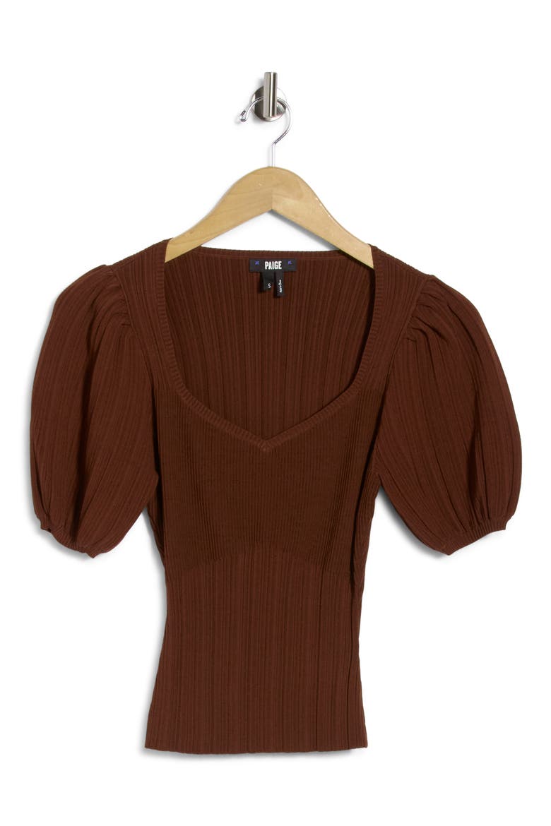 Maie Sweetheart Neck Puff Sleeve Top, Main, color, RUM RAISIN