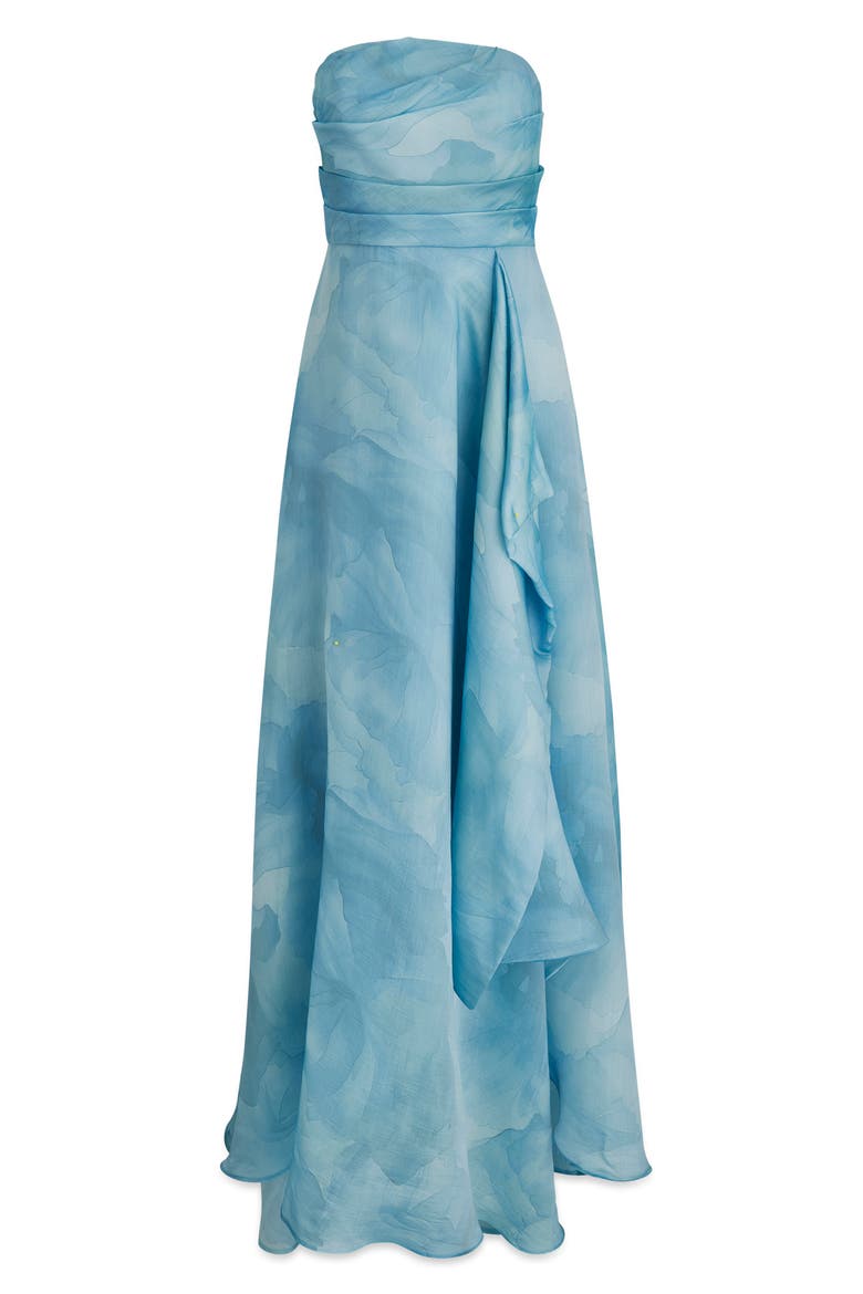 Abstract Floral Strapless Gown, Alternate, color, CIELO MULTI